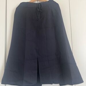 Marc Jacobs Navy Blue Wool / Silk Faux Wrap Midi Skirt Sz 12